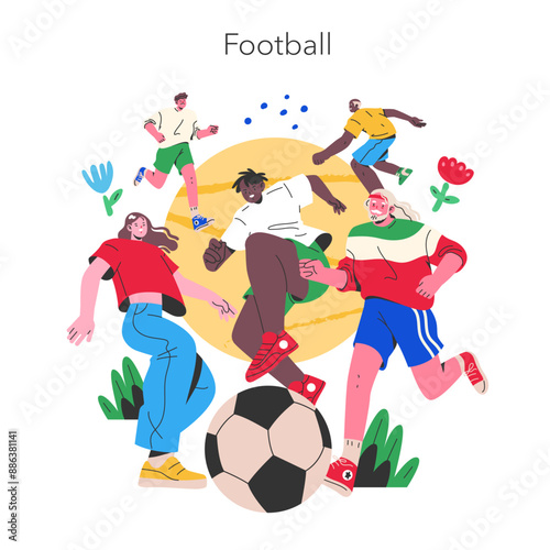 Summer Sports Activities. Flat Vector Illustration