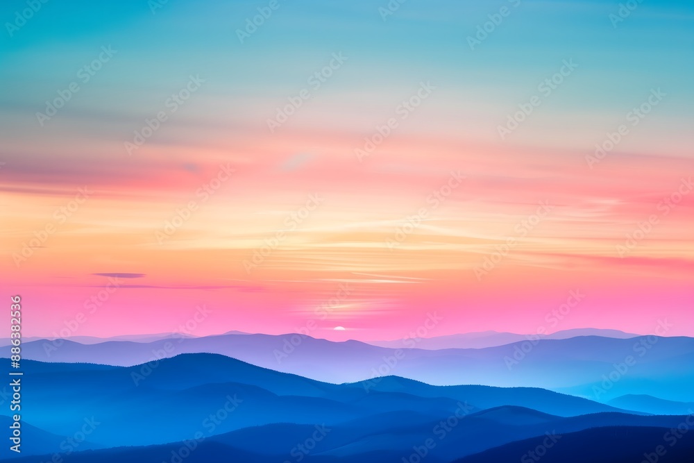 Serene Sunset Over a Mountain Range with Vibrant Colors Serene Sunset Over a Mountain Range with Vibrant Colors