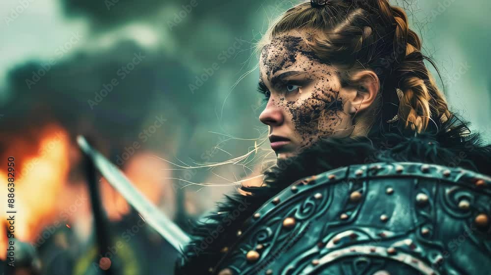 Young viking warrior woman