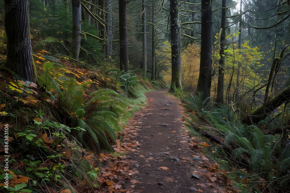path in the woods or forest for hiking trail 