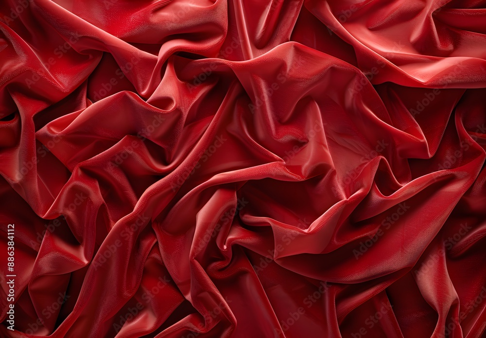 Red Velvet Fabric Background with Soft Folds Red Velvet Fabric Background with Soft Folds