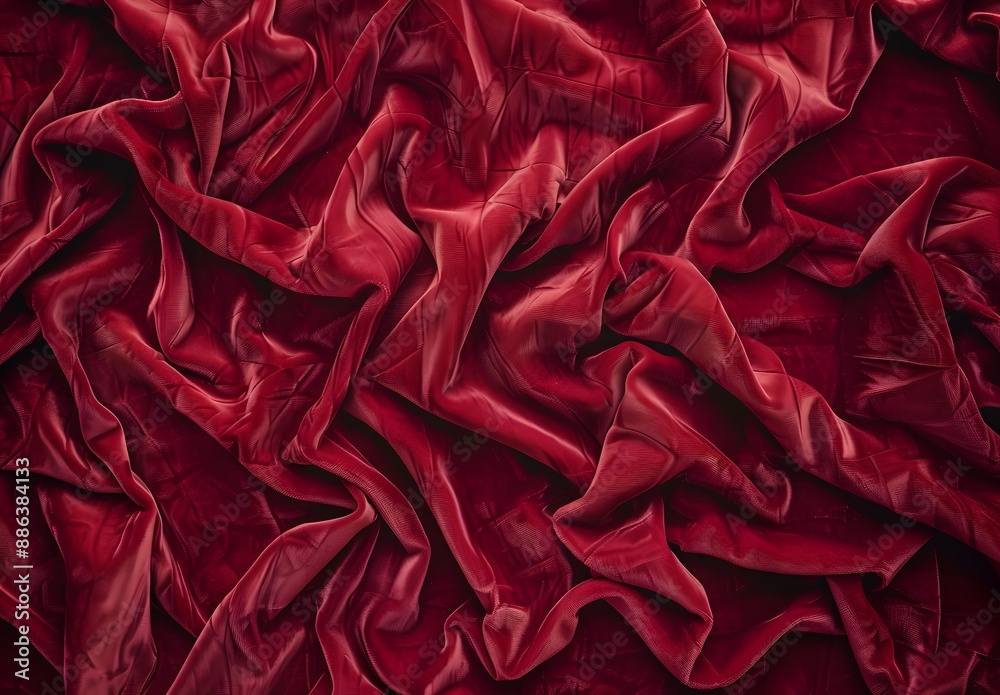 Red Velvet Fabric Background, Top View Closeup Red Velvet Fabric Background, Top View Closeup