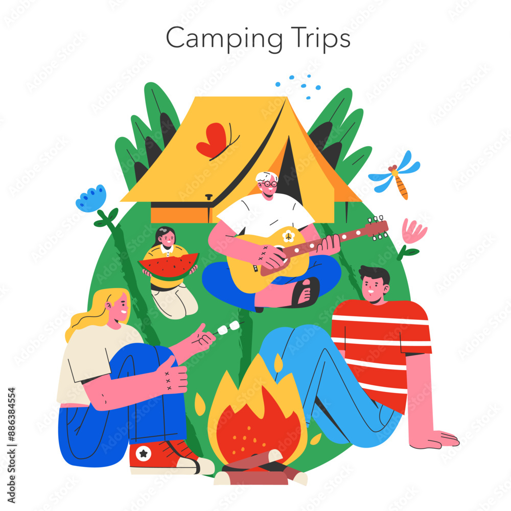 Final Days Summer Vacation. Flat Vector Illustration Final Days Summer Vacation. Flat Vector Illustration