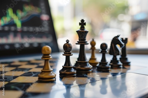 Wallpaper Mural A collection of chess pieces arranged on the top of a laptop screen, Developing a diversified portfolio to spread out risk Torontodigital.ca