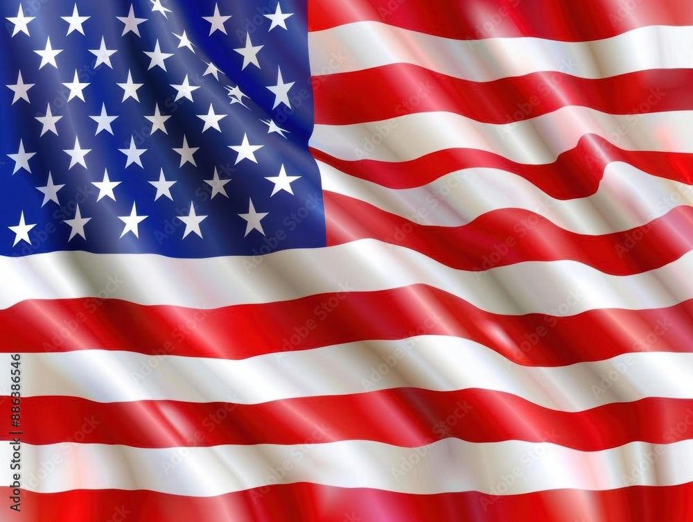 Proudly Waving Stars and Stripes. American Flag Celebration Concept Proudly Waving Stars and Stripes. American Flag Celebration Concept