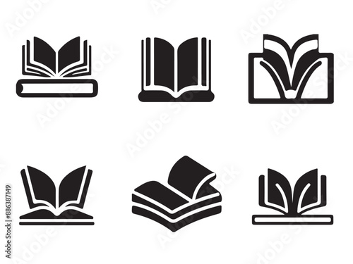 Education logo vector silhouette black color education icon white background