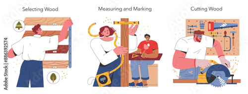 Woodworking DIY. Flat Vector Illustration