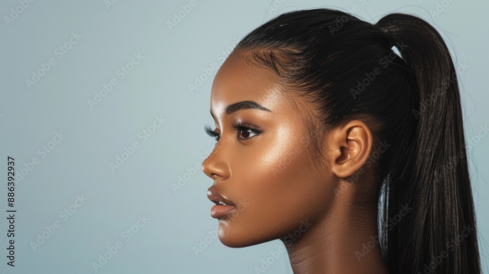 Woman With Long Black Hair in a Ponytail Woman With Long Black Hair in a Ponytail
