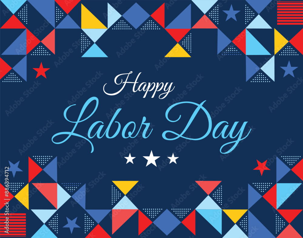 Happy Labor Day vector design with shapes and typography in the center, background Happy Labor Day vector design with shapes and typography in the center, background