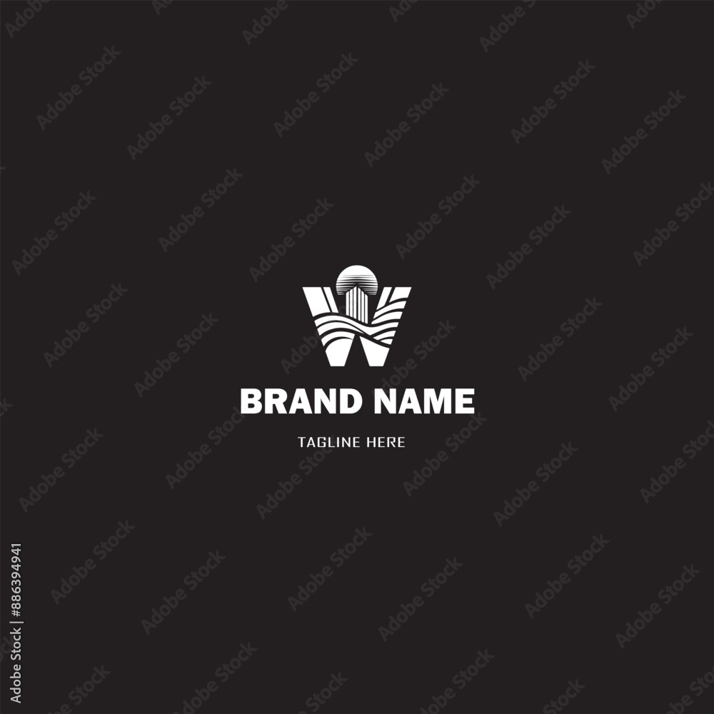 W typography abstract logo design W typography abstract logo design
