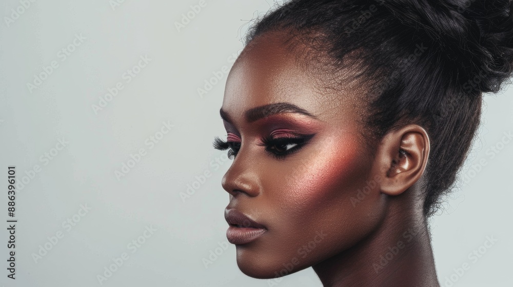 Close Up Portrait of a Woman With Dark Skin and Bold Makeup Close Up Portrait of a Woman With Dark Skin and Bold Makeup