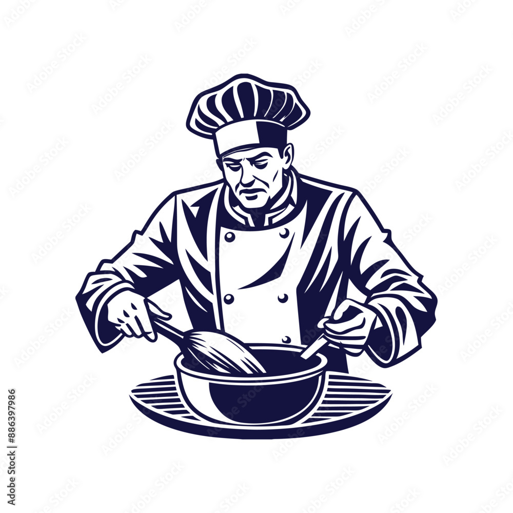 chef silhouettes Clip art isolated vector illustration on a white background