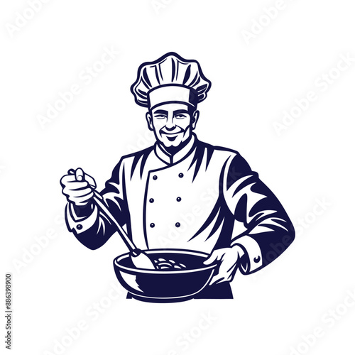 chef silhouettes Clip art isolated vector illustration on a white background