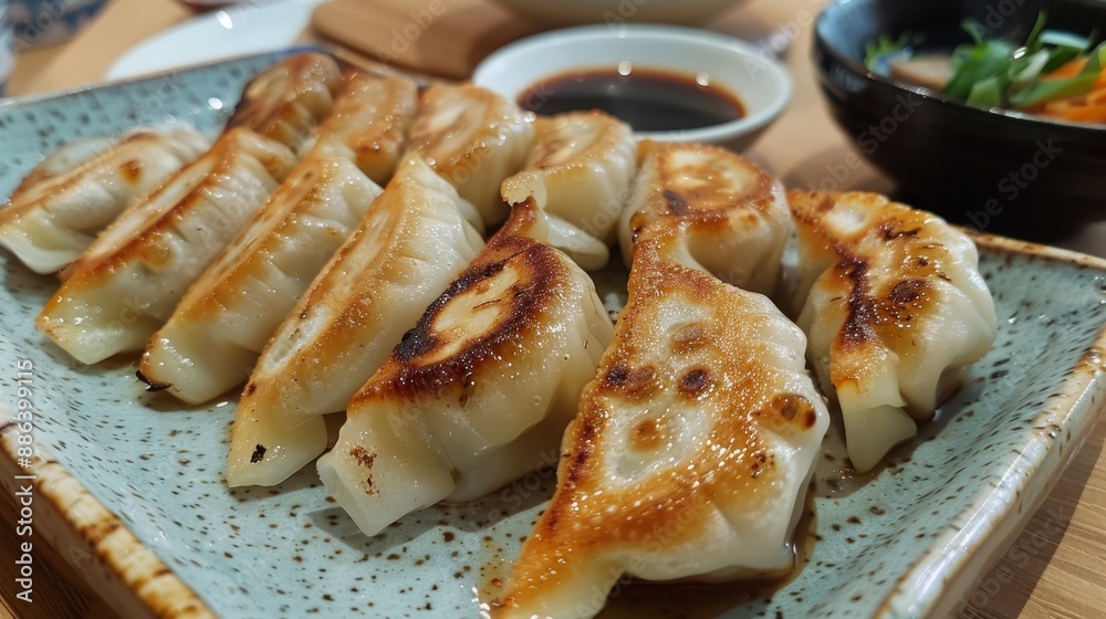 asian cuisine, enjoy homemade gyoza dumplings with a savory soy-based dipping sauce for a delicious and fulfilling meal choice asian cuisine, enjoy homemade gyoza dumplings with a savory soy-based dipping sauce for a delicious and fulfilling meal choice