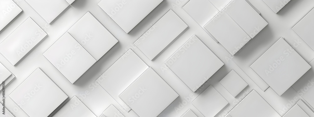 White background with geometric pattern of squares and cubes, 3D rendering. Minimalist design for web banner or presentation White background with geometric pattern of squares and cubes, 3D rendering. Minimalist design for web banner or presentation