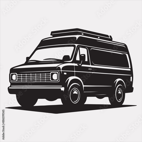 van vector silhouette on a white background