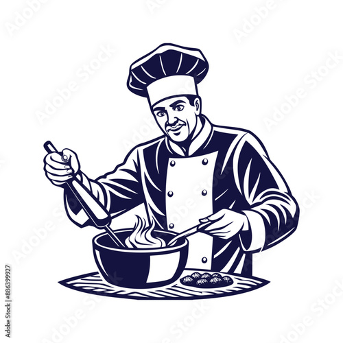 chef silhouettes Clip art isolated vector illustration on a white background