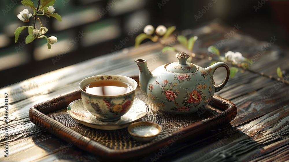 Elegant Tea Set with Delicate Floral Pattern Elegant Tea Set with Delicate Floral Pattern