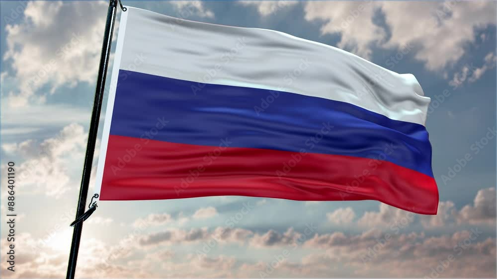 Russia flag background realistic waving in the wind 4K