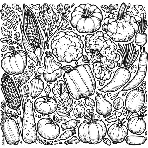 Fresh vegetables cartoon doodle designs set. Generative ai vector illustration.