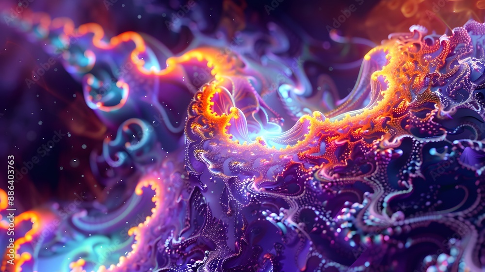 Complex fractal patterns with vibrant hues, offering a futuristic and captivating visual. Complex fractal patterns with vibrant hues, offering a futuristic and captivating visual.