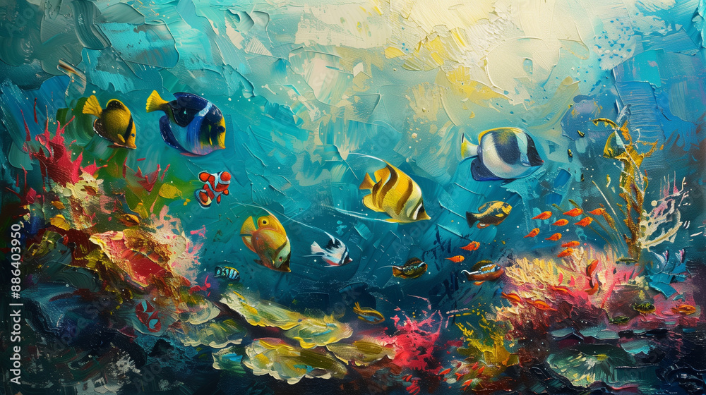 Fototapeta premium Tropical Fish on a Vibrant Coral Reef: Underwater Beauty