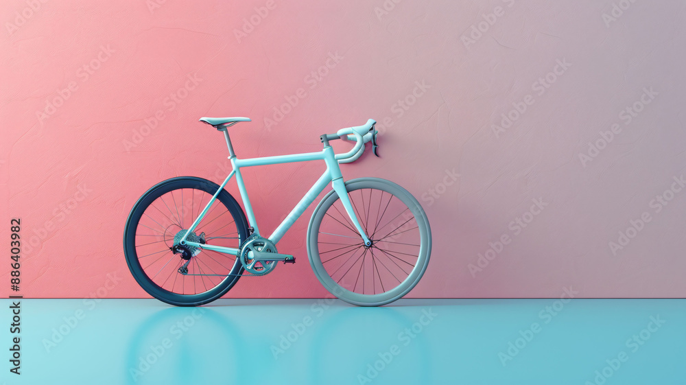 Fototapeta premium road bike minimal pastel background 3d rendering background.