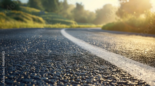 Wallpaper Mural Sunlit rural road with dewy surface in the morning. Torontodigital.ca