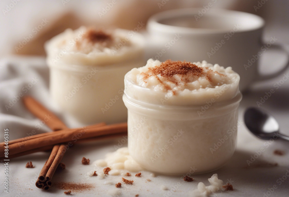 creamy rice pudding with a sprinkle of cinnamon
