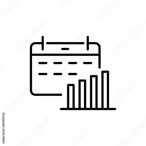 Fiscal year outline icons, minimalist vector illustration ,simple transparent graphic element .Isolated on white background