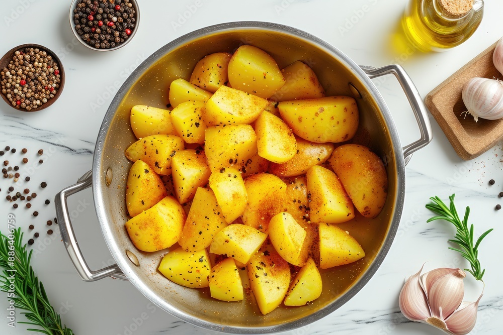 Fresh Raw Potato Wedges Ready for Cooking Fresh Raw Potato Wedges Ready for Cooking
