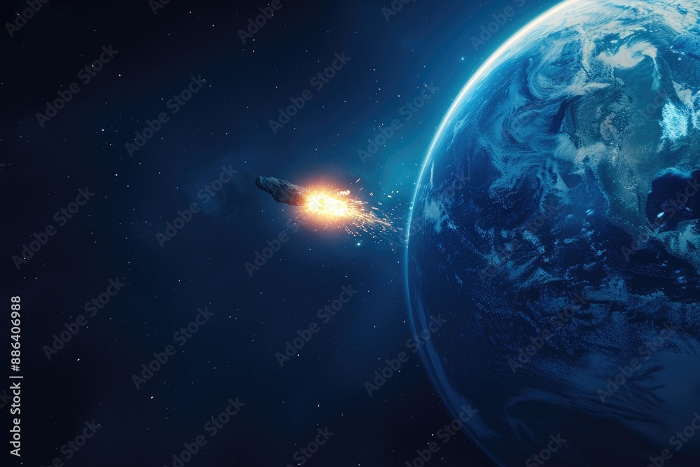 Apocalyptic Scene: Asteroid Collision with Earth Apocalyptic Scene: Asteroid Collision with Earth
