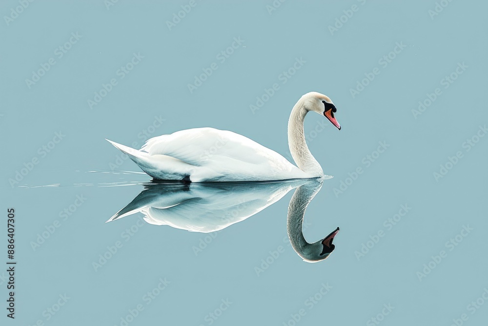 Fototapeta premium Elegant Swan with Reflective Ripples