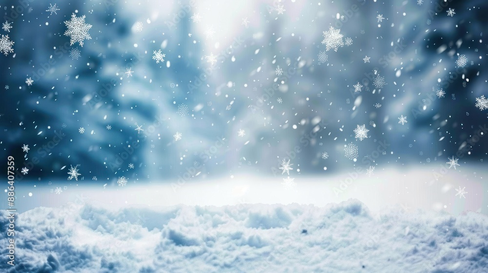 Snowfall in an enchanting winter wonderland forest scene Snowfall in an enchanting winter wonderland forest scene