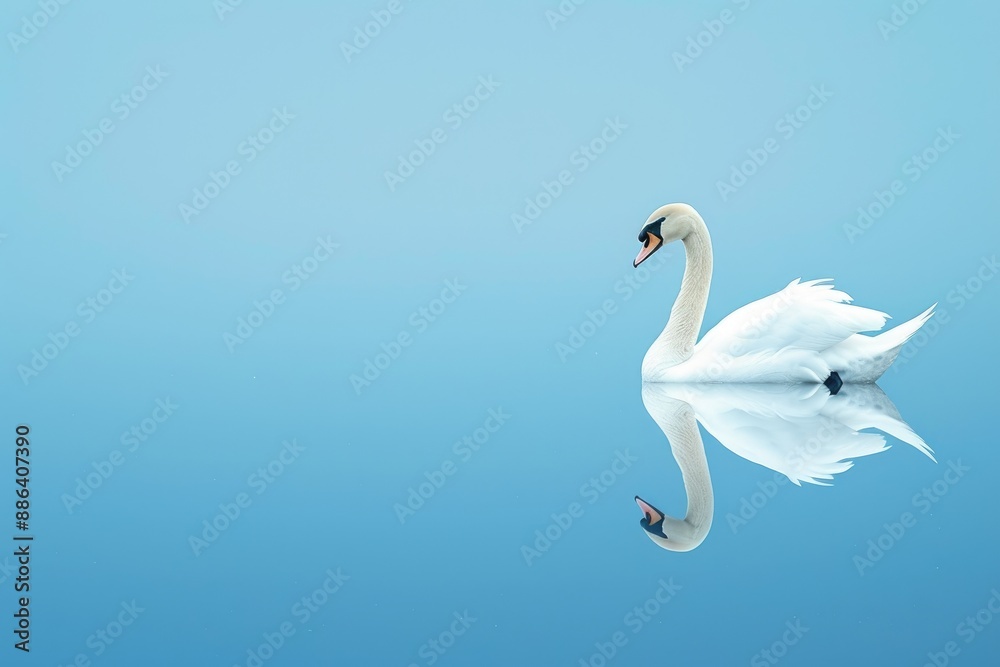 Obraz premium Serenity of a Swan on Blue Water