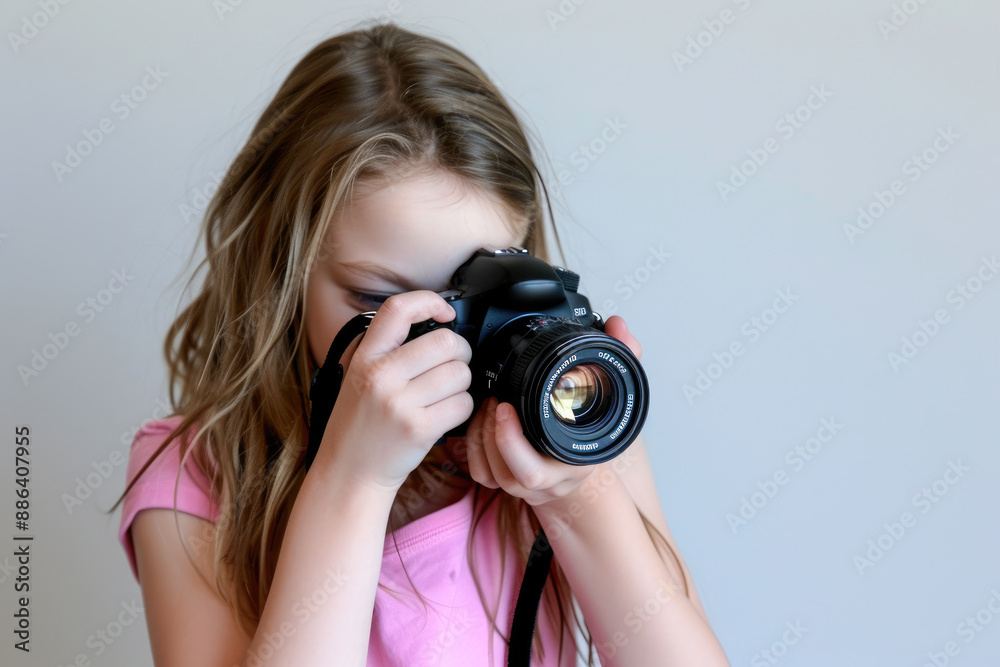 Young Girl Capturing Moments with a DSLR Camera Young Girl Capturing Moments with a DSLR Camera
