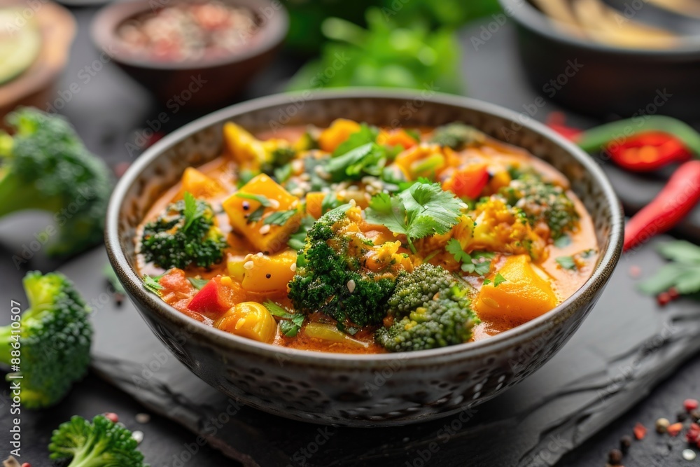 Chopped Broccoli Ready-to-Eat Low Carb Curry Studio Shot in Bowl Chopped Broccoli Ready-to-Eat Low Carb Curry Studio Shot in Bowl