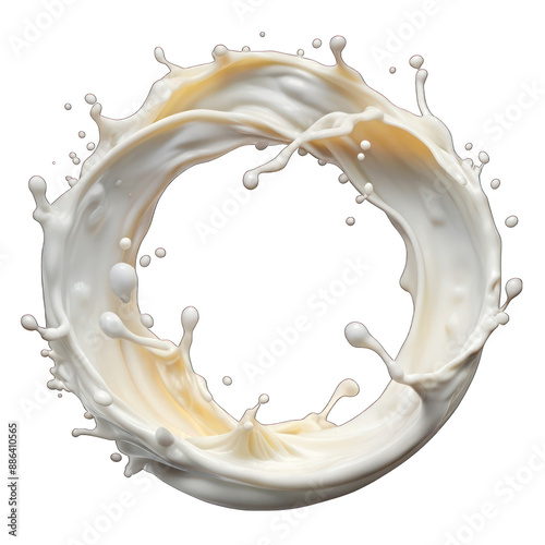 Circle milk splash, isolated on transparent background