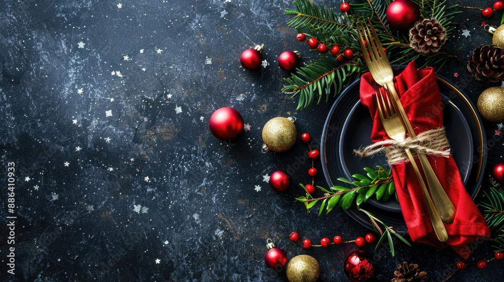 © Vlad - Christmas Table Decor. Celebrating Christmas Eve at Home with Festive Decorations © Vlad - Christmas Table Decor. Celebrating Christmas Eve at Home with Festive Decorations