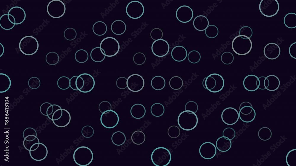 Circular pattern of overlapping circles of equal size, arranged symmetrically around a central point on a black background Circular pattern of overlapping circles of equal size, arranged symmetrically around a central point on a black background