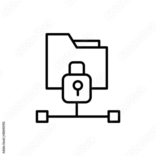 FTP security outline icons, minimalist vector illustration ,simple transparent graphic element .Isolated on white background