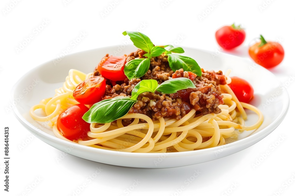 Classic Spaghetti Bolognese with Fresh Basil and Cherry Tomatoes Classic Spaghetti Bolognese with Fresh Basil and Cherry Tomatoes