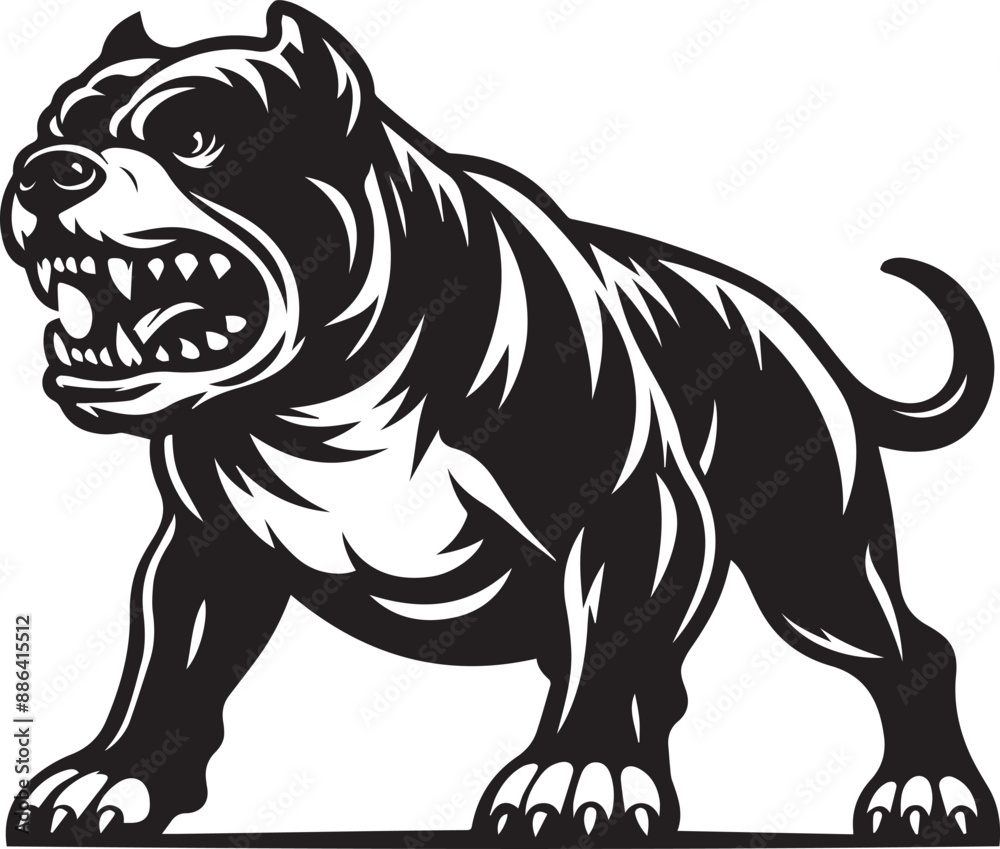 Aggressive Pitbull Vector Illustration Silhouette. Aggressive Pitbull Vector Illustration Silhouette.
