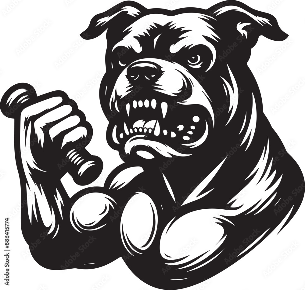 Aggressive Pitbull Vector Illustration Silhouette. Aggressive Pitbull Vector Illustration Silhouette.