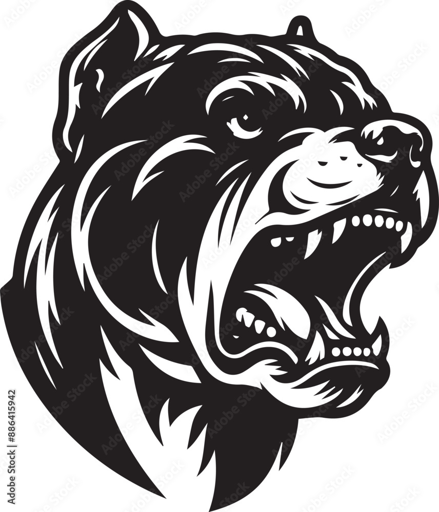 Aggressive Pitbull Vector Illustration Silhouette. Aggressive Pitbull Vector Illustration Silhouette.