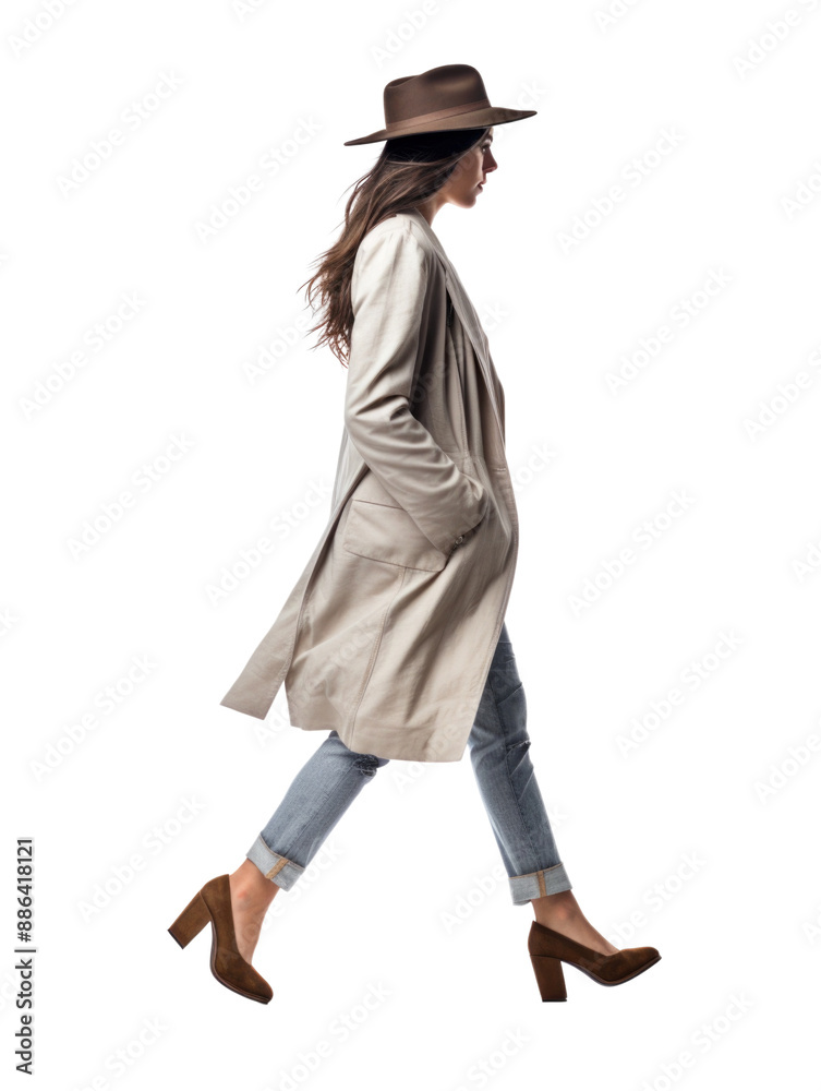 Fototapeta premium a woman walking in transparent background