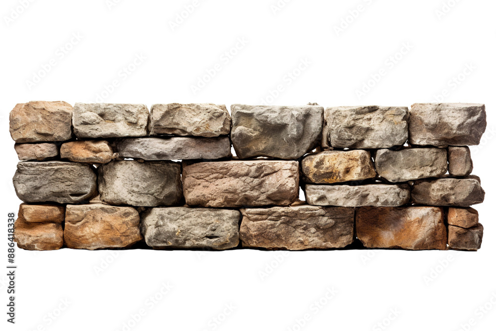 Obraz premium A Sun-Drenched Stone Wall Weathered by Time on a White or Clear Surface PNG Transparent Background