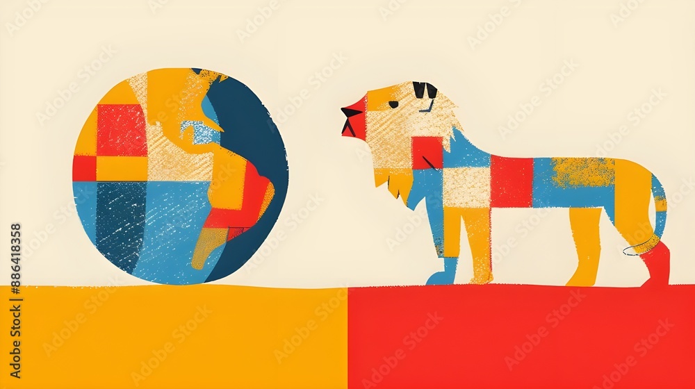 Fototapeta premium World lion day poster 