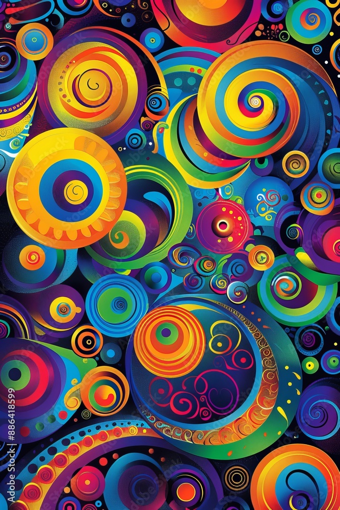Fototapeta premium Vibrant Abstract Pattern with Circles and Swirls Patterns