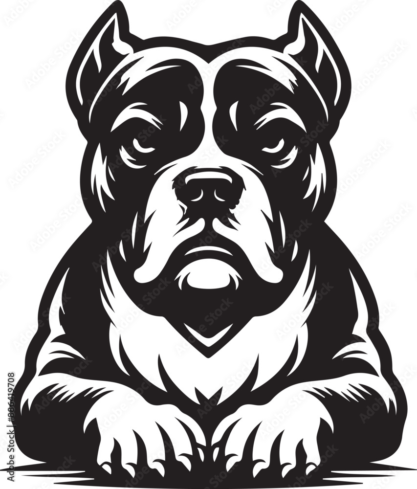Angry Pitbull Vector Illustration Silhouette. Vector logo of a mad dog Angry Pitbull Vector Illustration Silhouette. Vector logo of a mad dog